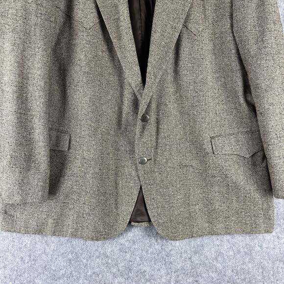 Circle S 100% Silk Tweed Western Blazer Sport Coat Mens 52R Tan Rodeo Cowboy - Picture 3 of 16